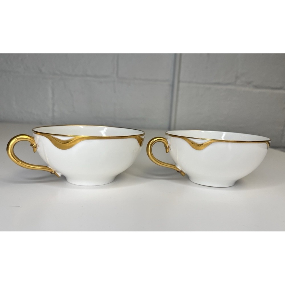 Haviland Silver Anniversary Coffee Cup SET of 2 Limoges Gold Trim 2" Flat Cup